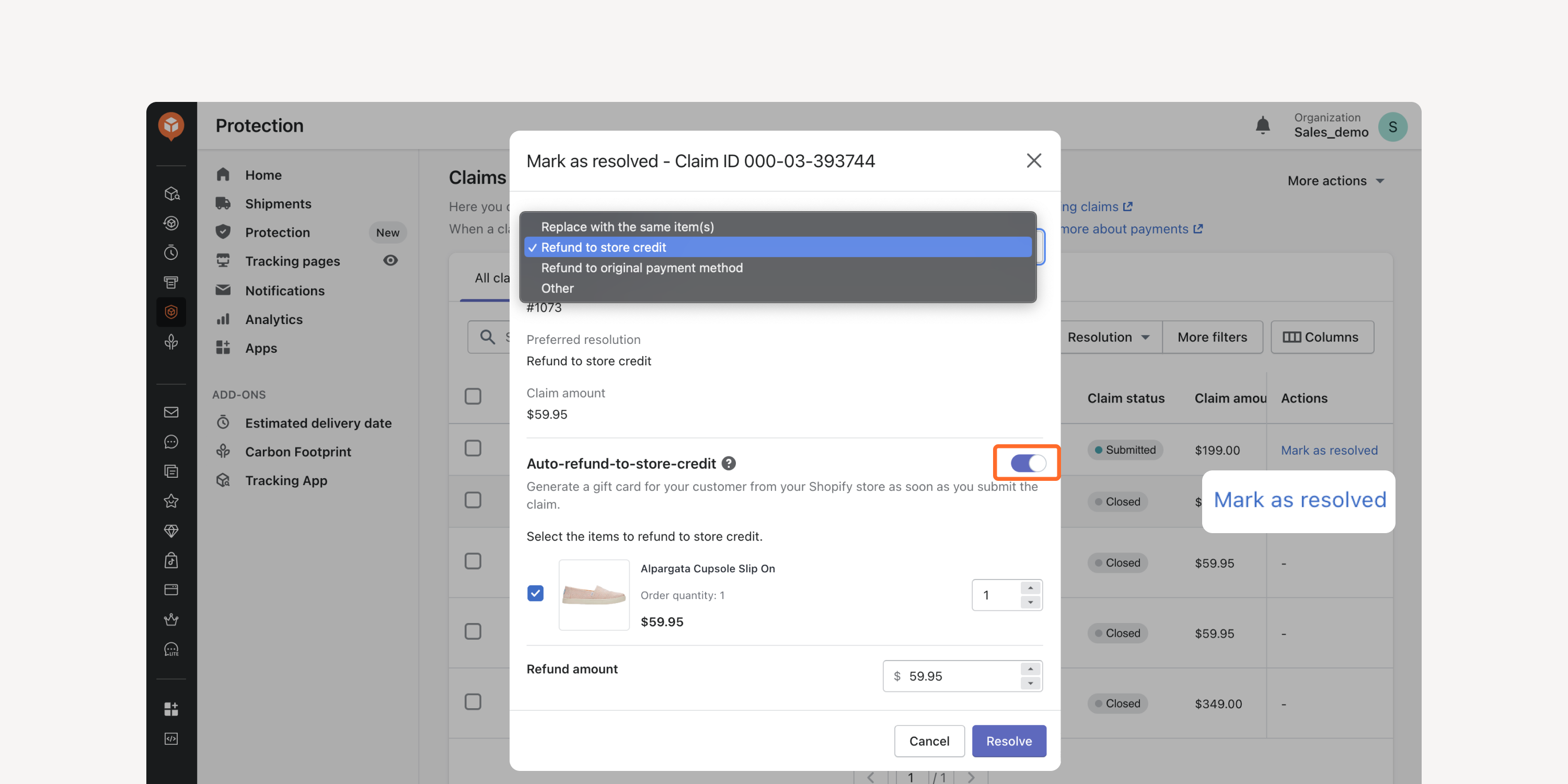 “Auto refund to store credit” for manual resolution.png